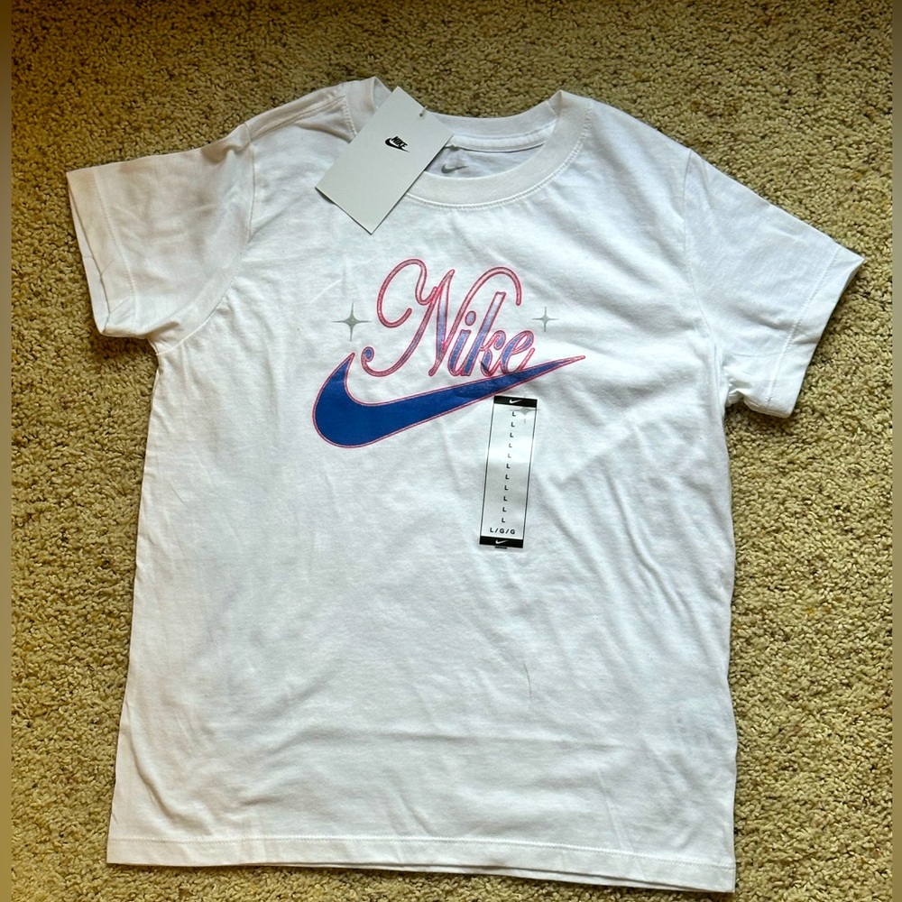 Nike Girls Short Sleeve T-Shirt (Pink / Purple) - Size Large NEW